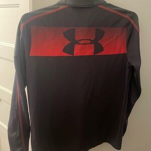 Under Armour Boy’s Gray and Orange Long Sleeve heatgear tee with zip M